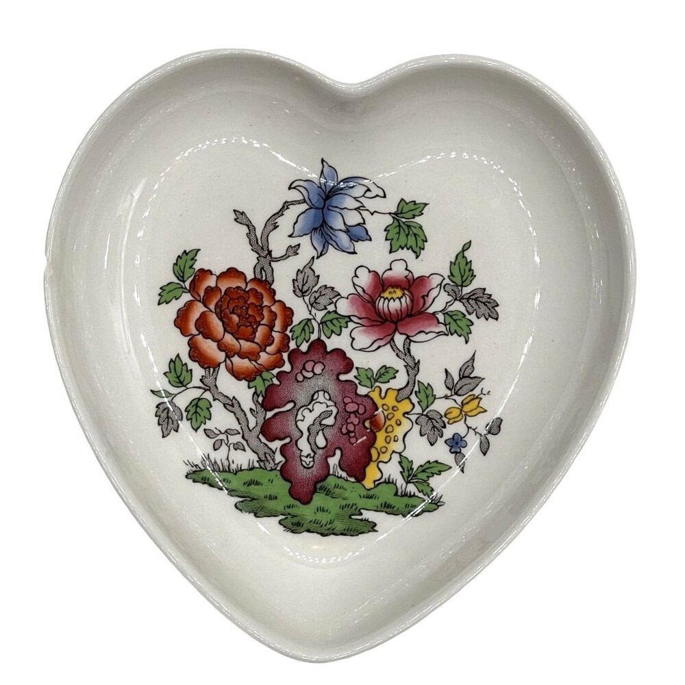 Spode England Heart Trinket Dish Japanese Floral Design Gift Jewelry